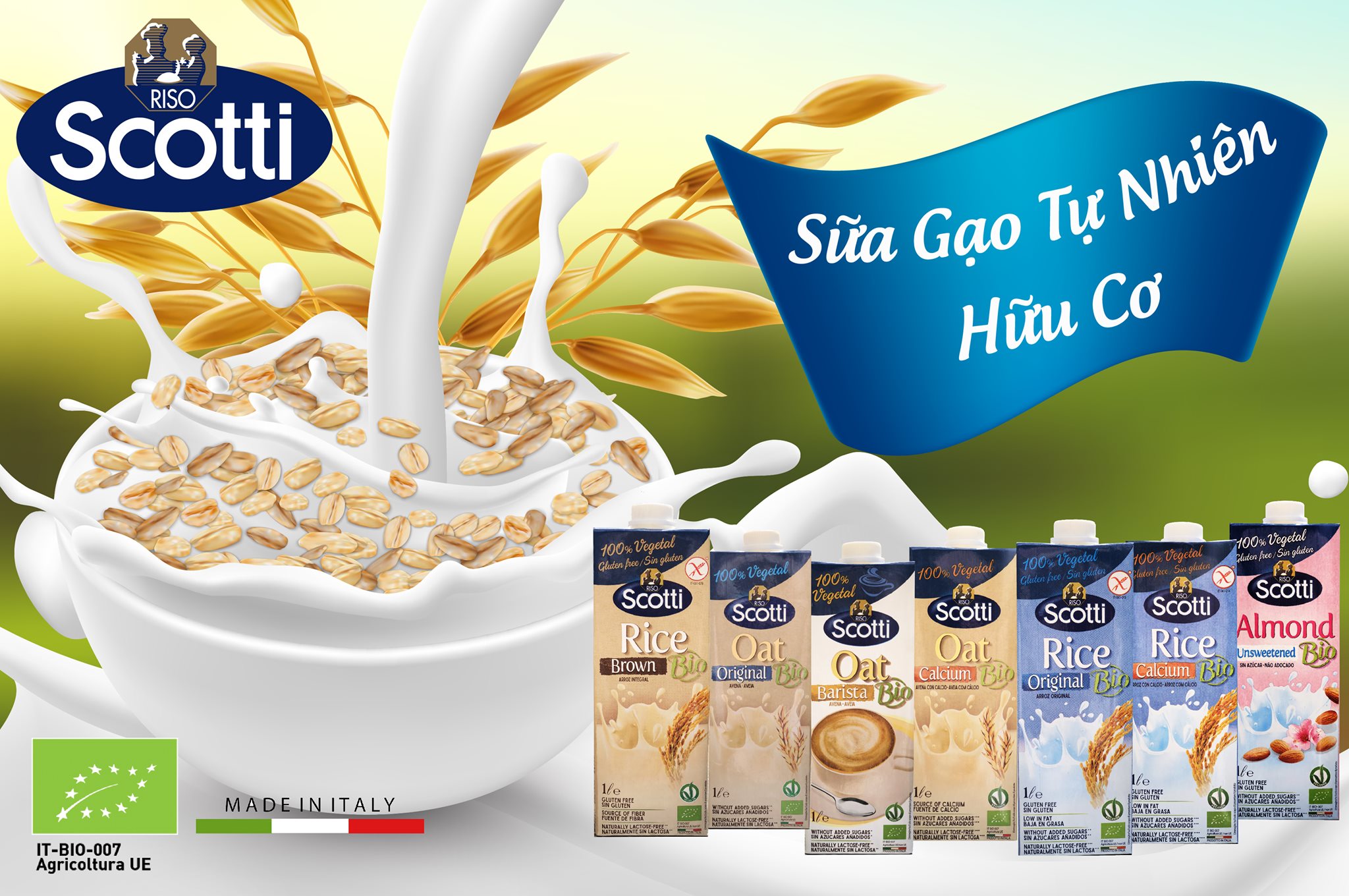 Sữa Gạo Hữu Cơ Giàu Canxi Riso Scotti - Bio Calcium Rice Drink - 1L
