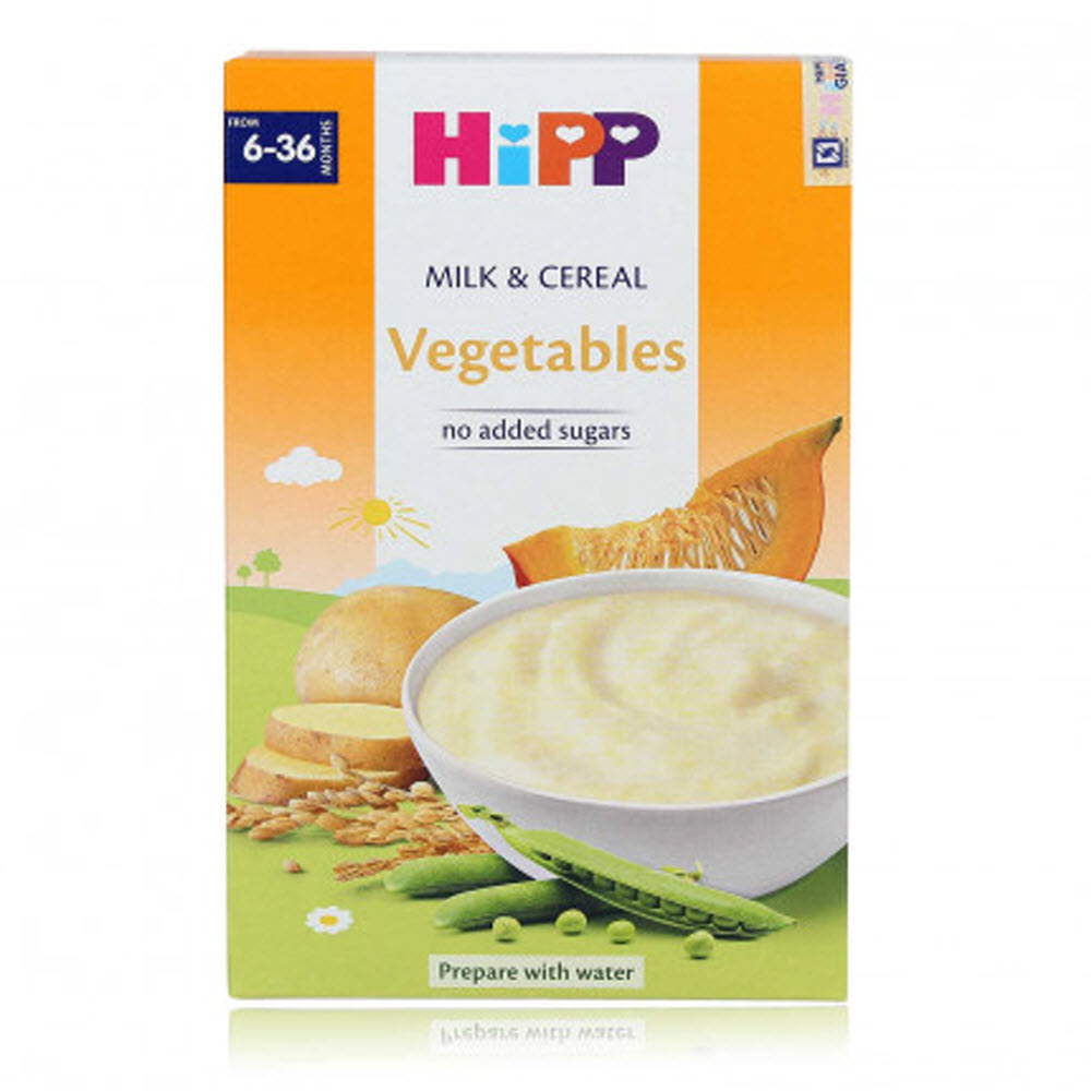 Bột HiPP rau củ quả tổng hợp và sữa dinh dưỡng 