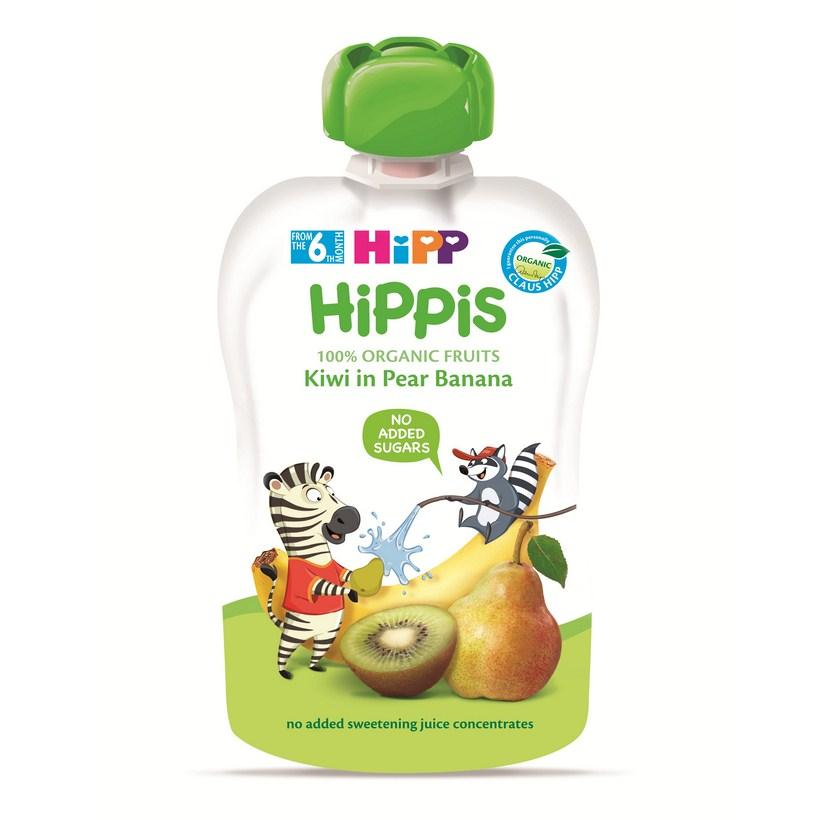 Thức ăn dặm 100% trái cây nghiền hữu cơ HiPP Organic (Kiwi, Lê, Chuối)