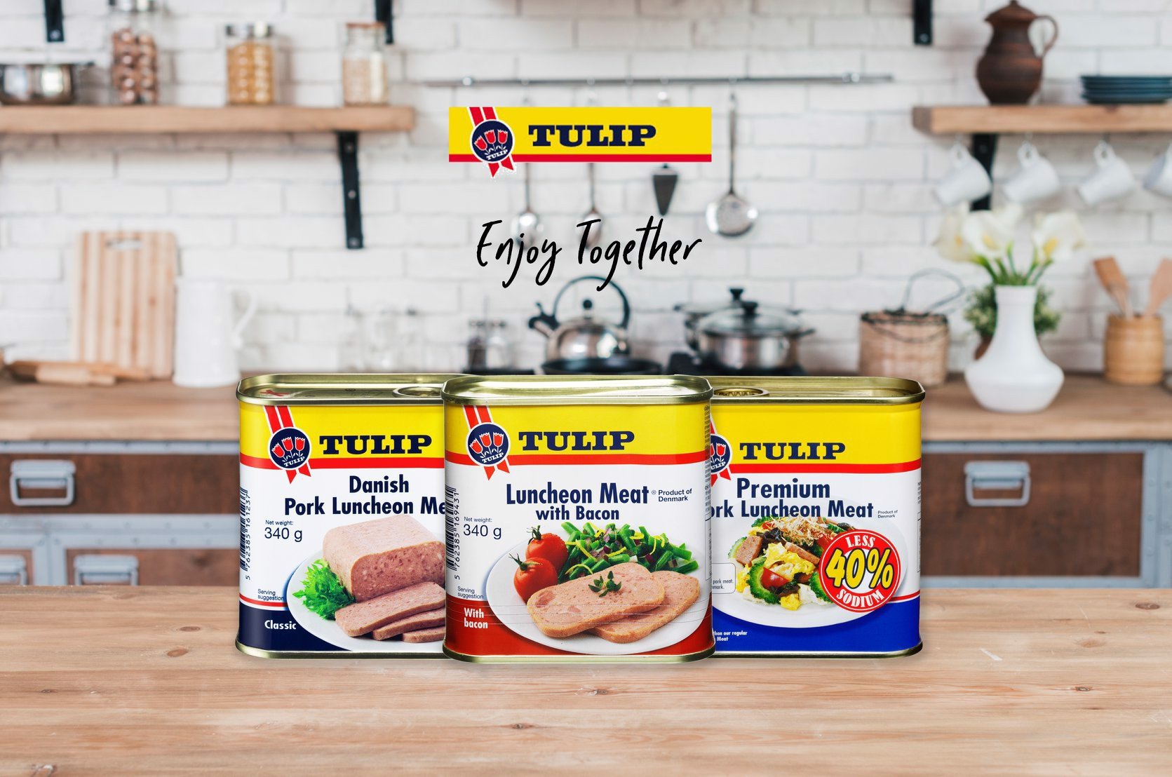 Thịt hộp Tulip Pork Luncheon Meat 40% Less Sodium 340g