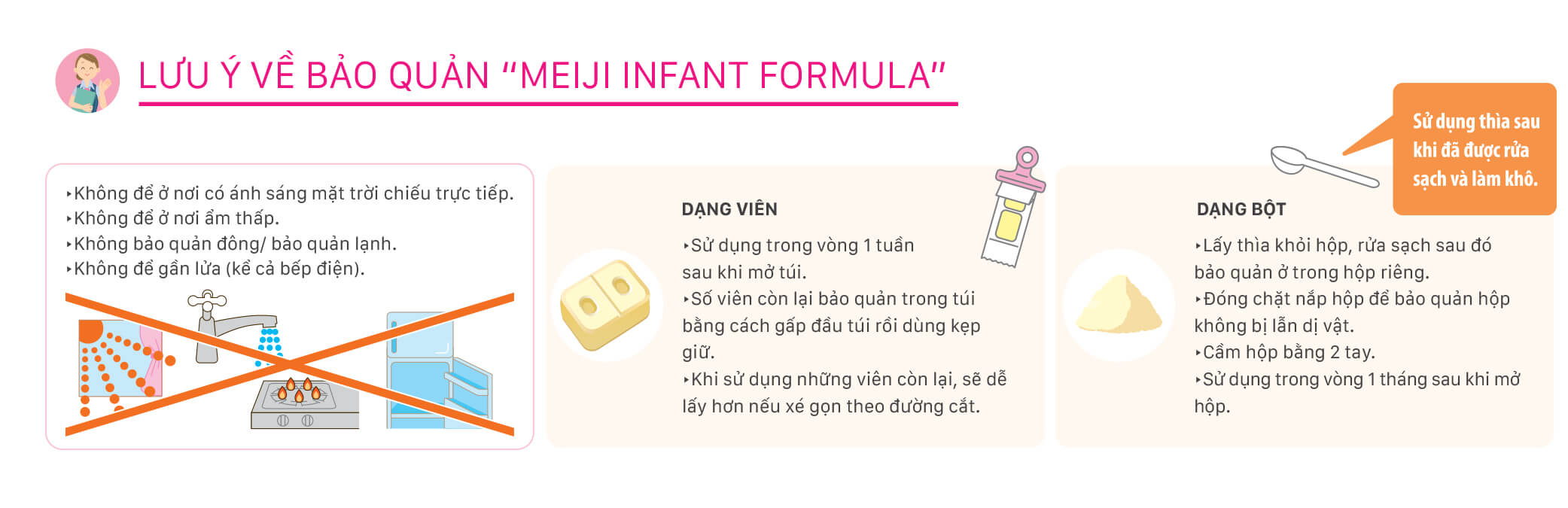 Cách bảo quản sữa Meiji Infant Formula