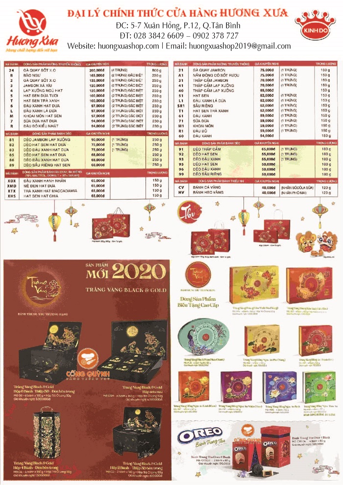 Bảng giá bánh trung thu Kinh Đô 2020