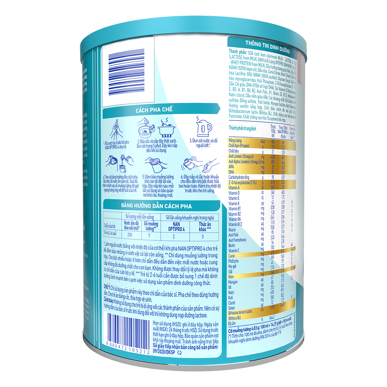 Thành phần Sữa bột Nestle Nan Optipro HMO số 4 