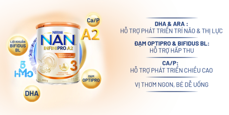 Sữa Nestle Nan Infinipro A2 số 1 800g cho trẻ từ 0-12 tháng